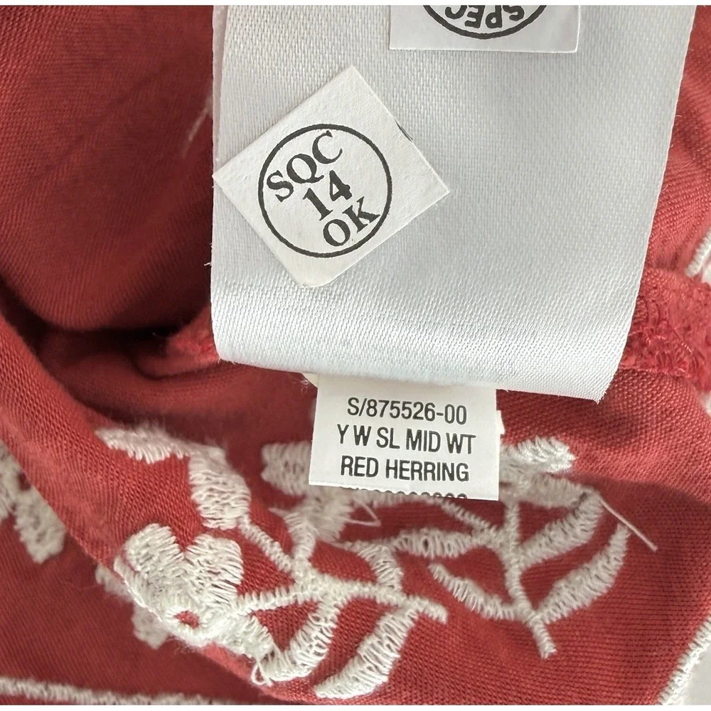 Old Navy Girls Sleeveless Red Embroidered‎ Ruffled Apron Style Top XL Cottage